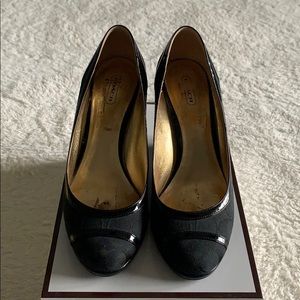 Coach Black Signature Canvas Wedges Heels